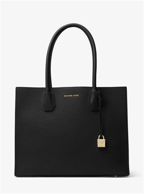 michael michael kors womens mercer leather shopper tote handbag|michael kors pebbled leather handbag.